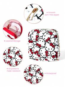 HELLO KITTY AND FRIENDS | SHEIN 迷你蝴蝶結貓咪印花拉鍊收納包，2款可單買或成套，可用於收納衛生棉、耳機、化妝品，女孩日常旅行便攜小包 - 紅白色 - 查看 4