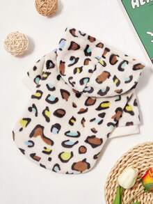 PETSIN 1pc Pet Colorful Leopard Print Hooded Sweatshirt, Thick Warm For Cats And Dogs In Autumn/Winter - Multicolor - View 7