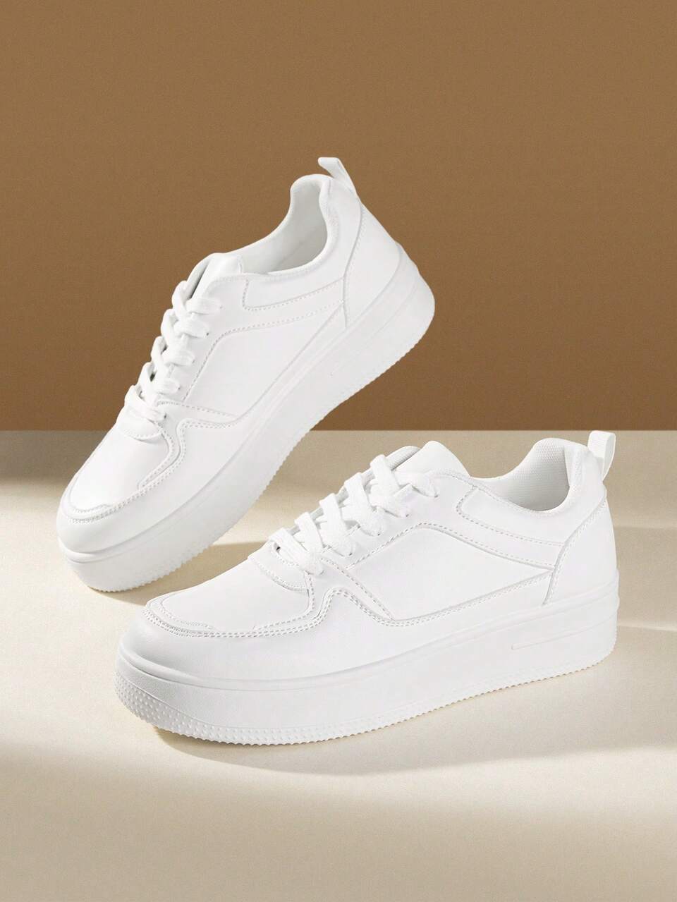 CUCCOO EASI Spring And Autumn Fashion Versatile Platform Front Lace-Up Women's Casual Shoes Little White Shoes