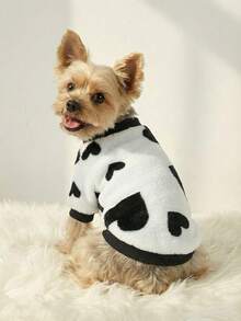 PETSIN 1 Pc Pet Cat/Dog White Flannel Love Print Warm Crew Neck Sweatshirt - Multicolor - View 7
