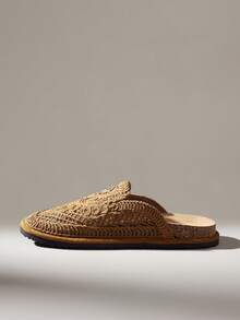 Solecia Women's Flat Bottom Round Toe Embroidery Thread Casual Beach Vacation Shoes - Brown - View 5