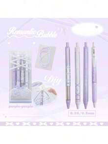 Set de 4 bolígrafos de gel con cinta suave, estilo ballet, de 0.38mm/0.5mm, con tinta negra de secado rápido, para escribir, regalo para volver a la escuela - Multicolor - Ver 15