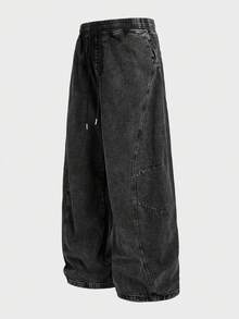 EASEVO Plus Size Men's Loose Fit Casual Denim Jeans, Vacation, Father's Day Gifts - Black - View 5