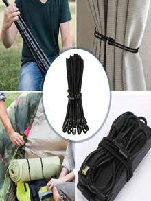 5/10 Heavy-Duty Elastic Ropes With Hooks And Tension Straps - Adjustable Multi-Purpose Binding Straps Suitable For Home, Travel, Camping Equipment | Durable Polyester/Rubber/Plastic Material, Windproof Folding Design, Car And Camping Accessories - Multicolor - View 6