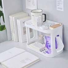 1 Piece Two-Tier Office Organizer Shelf, Used As A File Box Or Spice Rack Or Bathroom Surface Organizer, Gift For Teachers, Peers, And Friends, White Color - White - View 10