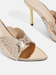 CUCCOO TILAWA Elegant Metal Pointed Women's High Heels - A Delicate Rhinestone Design With A Slip-On Design, Perfect For Parties And Formal Events, Stilettos - Rose Gold - View 6