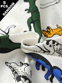 (5 Random Pieces) All-Season Boys Cool Dinosaur Print Cartoon Boxer Briefs Blind Box Style - Multicolor - View 4