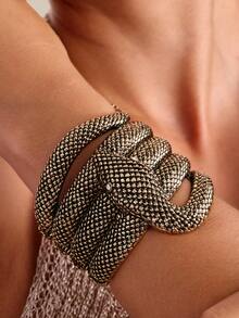 Altistry Vintage Golden Metal Snake Shaped Bangle Bracelet, European And American Style 2025 Scar Cover - Bronze - View 6
