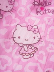 HELLO KITTY AND FRIENDS | SHEIN 休闲甜美芭蕾风格粉色网眼双层豹纹宽松A字裙，夏季 - 彩色 - 查看 5