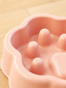 PETSIN 1PC Paw Shaped Slow Feeder Pet Food Bowl / Smooth Glossy Food PP Plastic Cute Cat Paw Outline Multi Macaron Pastel Solid Color Built-In Raised Slow Feed Pillars Wide Scalloped Rim Stable Thick Base - 430ML - View 7