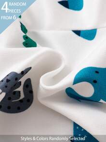 SHEIN Playful Pals 4pcs]Unisex Baby Striped Blue Green White Gray Solid Color Dinosaur Pattern Print Long Pants Multi-Piece Set Daily Wear Discount Pack - Multicolor - View 3