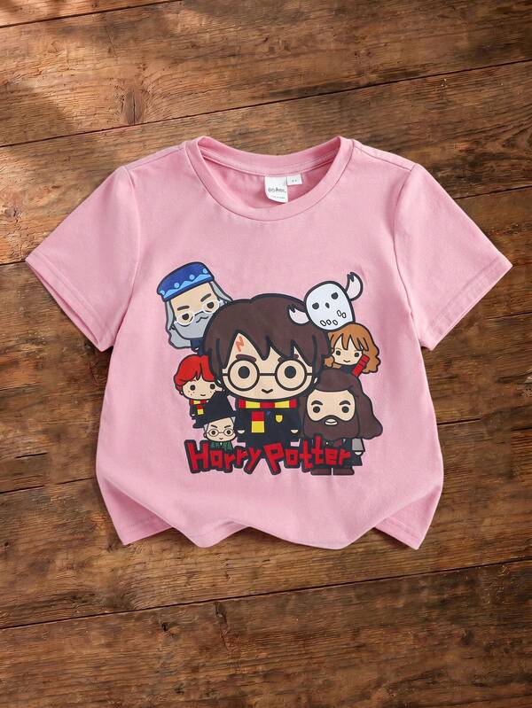 HARRY POTTER X SHEIN Young Girl Crew Neck Short Sleeve Casual T-Shirt