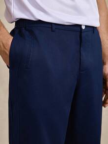 Courvante Men's Solid Color Commuter Casual Pants With Slant Pockets - Dark Blue - View 6