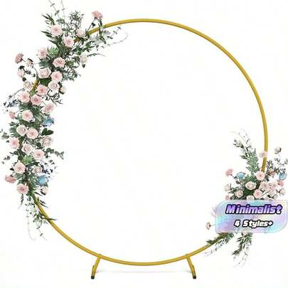Marco de arco de globo circular para el suelo, soporte de arco redondo para fiestas, kit de marco de arco de flores y globos, arco de metal dorado para cumpleaños, bodas, regalos decorativos de Navidad, decoraciones de graduación y cumpleaños, decoraciones para fiestas