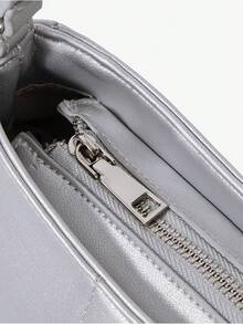 Viva Strut Ladies Bag, Silver Y2k Lace Decoration Cute Girl Rivet Design, Shoulder Bag, Sweet And Cool Babes, Suitable For Shopping, Teenagers, - Silver - View 7