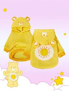 Care Bears X PETSIN 1件 Funshine Bear 印花黃色可愛立體耳連帽衛衣，適用於貓狗，毛絨保暖舒適，適合室內溫馨依偎或涼爽戶外晚間散步 - 黃色 - 查看 1