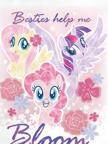 My Little Pony X SHEIN Kaos Crop Top Wanita Kasual Musim Panas dengan Motif Kartun - Putih - View 3