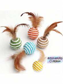 Juguetes para gatos, set de 4 piezas con diseño de bolas de colores aleatorios, juguete de gato para interacción - Multicolor - Ver 9