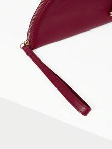 MOTF WOMEN'S FASHION HALF-MOON CLUTCH BAG, CLASSIC BURGUNDY, SIMPLE HANDBAG, FOR DAILY, COMMUTING, BANQUETS, DRESS MATCHING - Burgundy - View 6