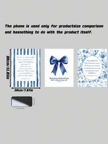 3Pcs Cute Minimalist Christian Bible Verse Wall Art Set – Blue Ribbon Cottagecore Preppy Canvas Print, Girly Aesthetic Room Dorm Decor, Gift (Unframed) - multicolor - View 3