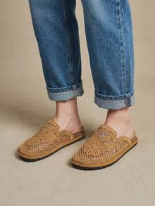 Solecia Women's Flat Bottom Round Toe Embroidery Thread Casual Beach Vacation Shoes - Brown - View 6
