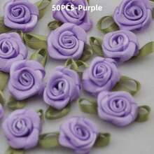 Rosas artificiales de satén hechas a mano, apliques de tela con rosetas para decoración de boda, manualidades y accesorios de costura - Multicolor - Ver 25