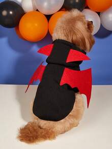 PETSIN 1pc Small Bat With Horns And Wings Cosplay Pet Hoodie Black Thick Soft Pet Anti Shedding Pet Clothing - Multicolor - View 6