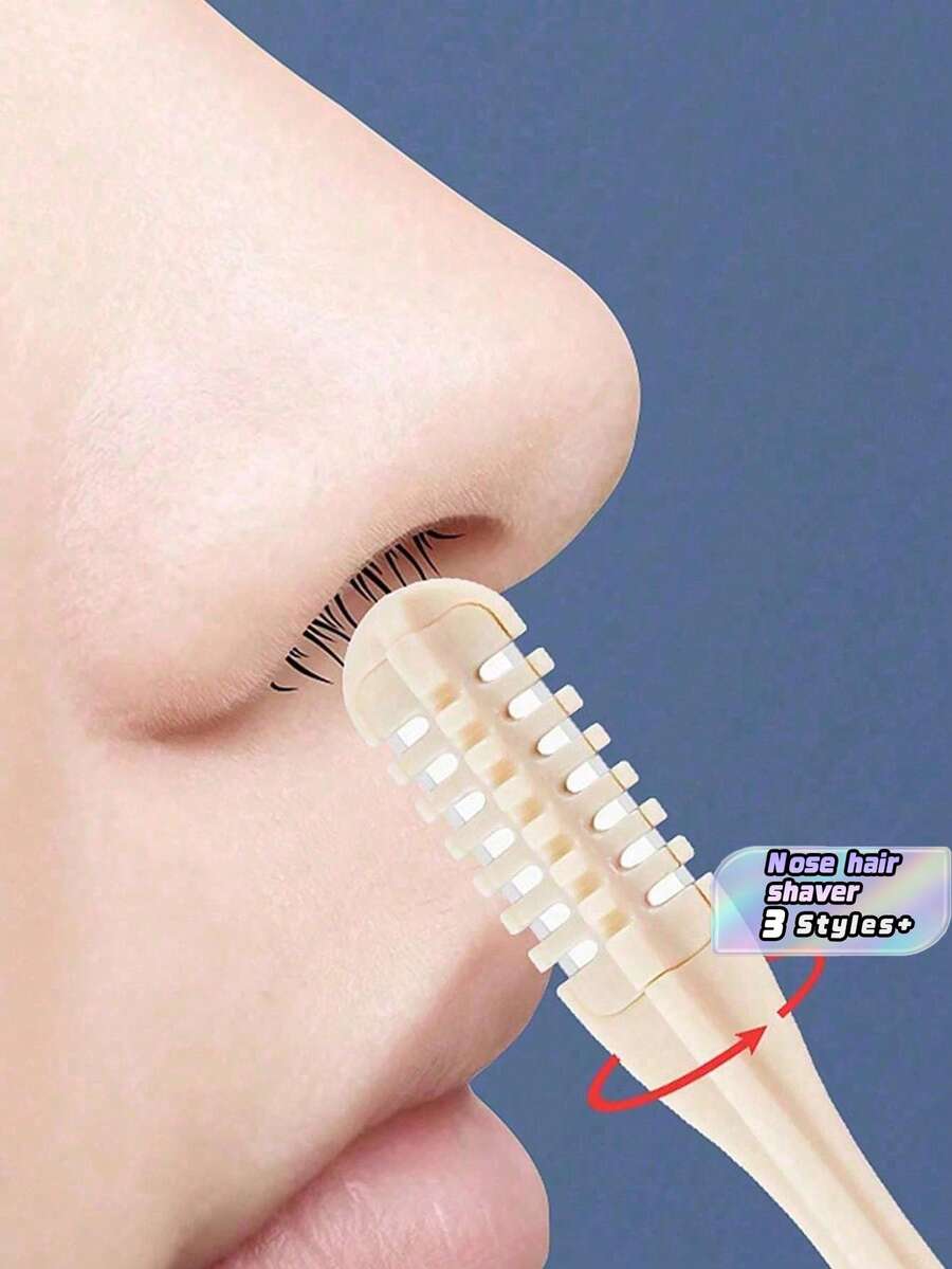 4-Piece/2 Pieces Nose Hair Trimmer, Portable Manual 360° Rotating Ear Hair Trimmer - Multicolor - View 1