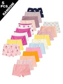 Randomly Ships 5 Of 26 Pcs Young Girl Cartoon Horse, Rabbit, Elephant Print Assorted Color Panties - Multicolor - View 2