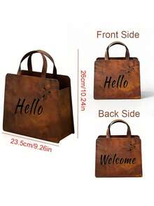 Outdoor Retro Rust Handbag Shaped Iron Flowerpot Hello/Welcome Butterfly Hollow Design Courtyard Terrace Gardening Decorative Flower Box B&B Garden Landscaping Creative Planting Container - multicolor - View 11