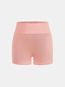 SHEIN Girlism Bộ 4 quần short yoga cạp cao len dệt màu trơn phong cách thường ngày cho bé gái tuổi teen, mùa xuân/hè - Nhiều màu - Xem 6