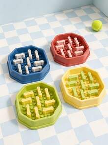 PETSIN 1PC Octagonal Detachable Bone Pillar Slow Feeder Pet Bowl / Thick Smooth Food PP Plastic Multi Macaron Solid Color Raised Anti-Slip Dot Bottom Removable Bone Shaped Partition Blocks - standard - View 6