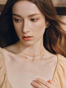 Opalesca 2pcs Gold-Tone Minimalist Necklace Set - Yellow Gold - View 3