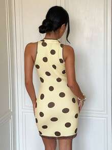 Aloruh Women's Elegant Sexy New Chinese Style Frog Button Polka Dot Print Slim Fit Bodycon Mini Dress - Multicolor - View 4