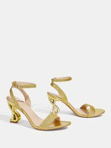 CUCCOO TILAWA Damen Schuhe klassisch einfach modisch Damen High Heel Sandalen mit dünnen Riemen und großen glänzenden Strass Steinen Heterosexuelle High Heel Sandalen für Dates, Nachmittagstee und Bankette - Glitzer Gold - Übersicht 7