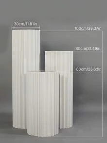 Foldable Paper Cylinder Display Pedestal 1/3/4PCS, Round Top Cardboard Column Stand, 20KG Load-Bearing Cake Flower Rack For Wedding Birthday Decor - multicolor - View 13