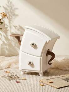 Madebyblanc 1 Piece Of Dressing Table Jewelry, Earrings, Grid Sorting Rack, Entrance Cross Waist Cabinet, Creative Bent Drawer Desktop Storage Box - White - View 1