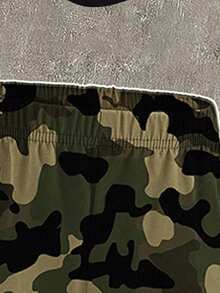 SHEIN 2 Stücke/Set Teenager Mädchen Lässiges Mode Camouflage Muster Outfit, verspieltes cooles Camo Muster Design, Kurzarm Rundhals T-Shirt mit Cargohose, geeignet für Frühling Sommer Herbst, Freizeitkleidung für Schulanfang, Party, Outdoor Picknick, Straßenfotografie, Campus, Festival, Geschenk - Weiss - Übersicht 5