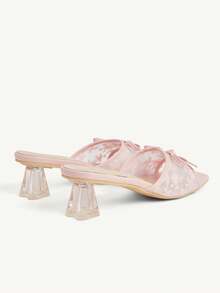 CUCCOO CHICEST Women's Shoes Fashion Open-Toed Transparent High-Heeled Sandals Women's Elegant Romantic And Comfortable Temperament Versatile Thick-Heeled Cool Slipp - Peach pollen - View 6