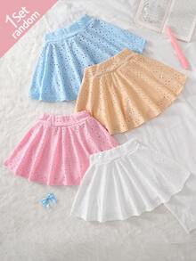 Dikirim secara acak 1 buah Rok Mini A-Line Wanita Motif Bunga Berongga Warna Permen dengan Lapisan Rayon Elastis Tinggi Anti-Terbuka, Pinggang Elastis untuk Kenyamanan Pemakaian, dan Hem yang Mengalir - MultiWarna - View 2