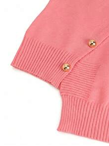 GlowEve Light Pink High Neck Slim Fit Knitted Sweater For Women, Autumn/Winter Niche Design, Asymmetrical Collar, Fitted Slimming Knit Top Brunch Elegant - Pink - View 5