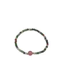 Zazumi 1pc Beaded Bracelet Set, Multi‑Color Stone Bead Stackable Daily‑Wear Hand Jewelry, Adjustable Chain Holiday Accessory, Casual Matching Gift For Women - Multicolor - View 8
