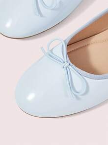 CUCCOO DOLLMOD Women's Light Blue PU Ballet Flats, Bowknot Lace-Up Flat Shoes, Suitable For Casual Daily Wear Fall Shoes - Light blue PU - View 4