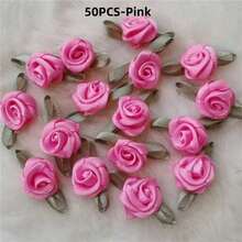 Rosas artificiales de satén hechas a mano, apliques de tela con rosetas para decoración de boda, manualidades y accesorios de costura - Multicolor - Ver 19