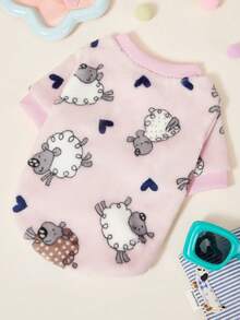 PETSIN 1 Pc Pet Cat Dog Universal Cute Pink Lamb Pattern Printed Fashion Plush Warm Elastic Comfortable Dog Round Neck - Multicolor - View 3