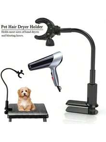 1PC 360 Degree Swivel Tilt Adjustable Clamp Hands Free Pet Blow Dryer Stand Holder For Cat Dog Grooming Salon Table Mounting Portable Pet Grooming Tool - Black - View 2