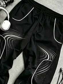 Sport MetroGents Men's Letter Print Drawstring Waist Sports Long Pants - Multicolor - View 3