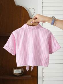 SHEIN 少女度假海灘休閒百搭刺繡鏤空白色寬鬆短袖上衣，假日風 - 彩色 - 查看 2