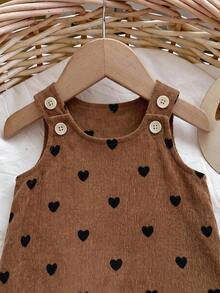 SHEIN Newborn Baby Girl Cute Versatile Casual Cartoon Bear Print Dress Autumn - Multicolor - View 4