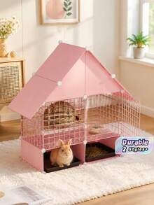 Indoor Special Small Hutch For Dwarf Rabbits, Encrypted Mini Rabbit House, Castle Villa, Rabbit Supplies - Multicolor - View 1
